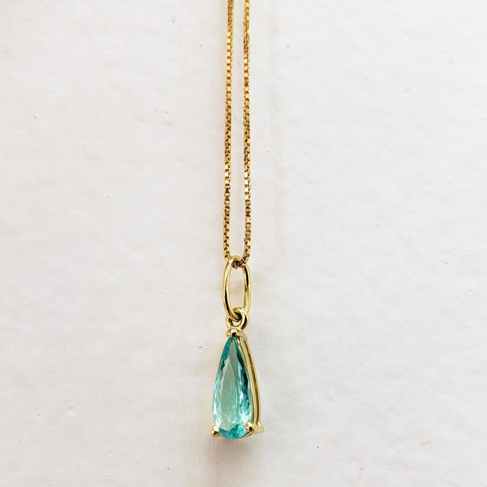 Pingente Solitário Turmalina Paraíba | Ouro Amarelo 18k usekahla.com