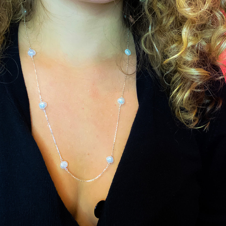 Colar Pureza Longo  | Pérolas e Prata 925 usekahla.com