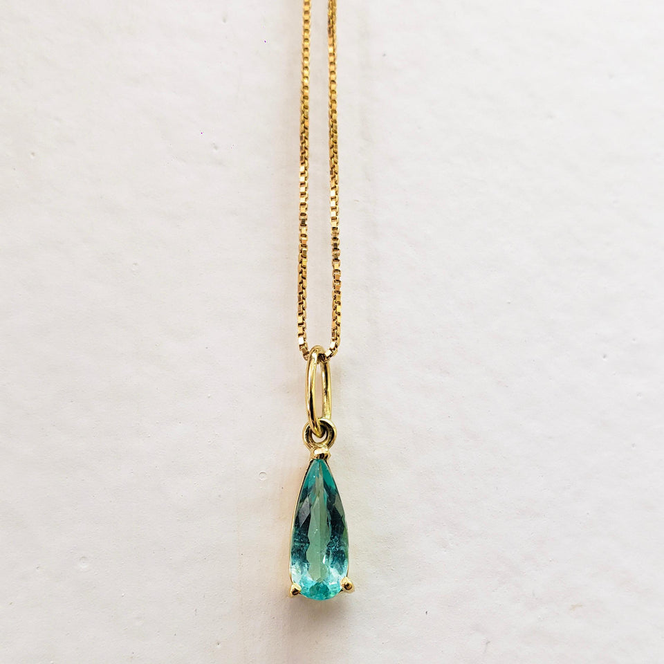 Pingente Solitário Turmalina Paraíba | Ouro Amarelo 18k usekahla.com
