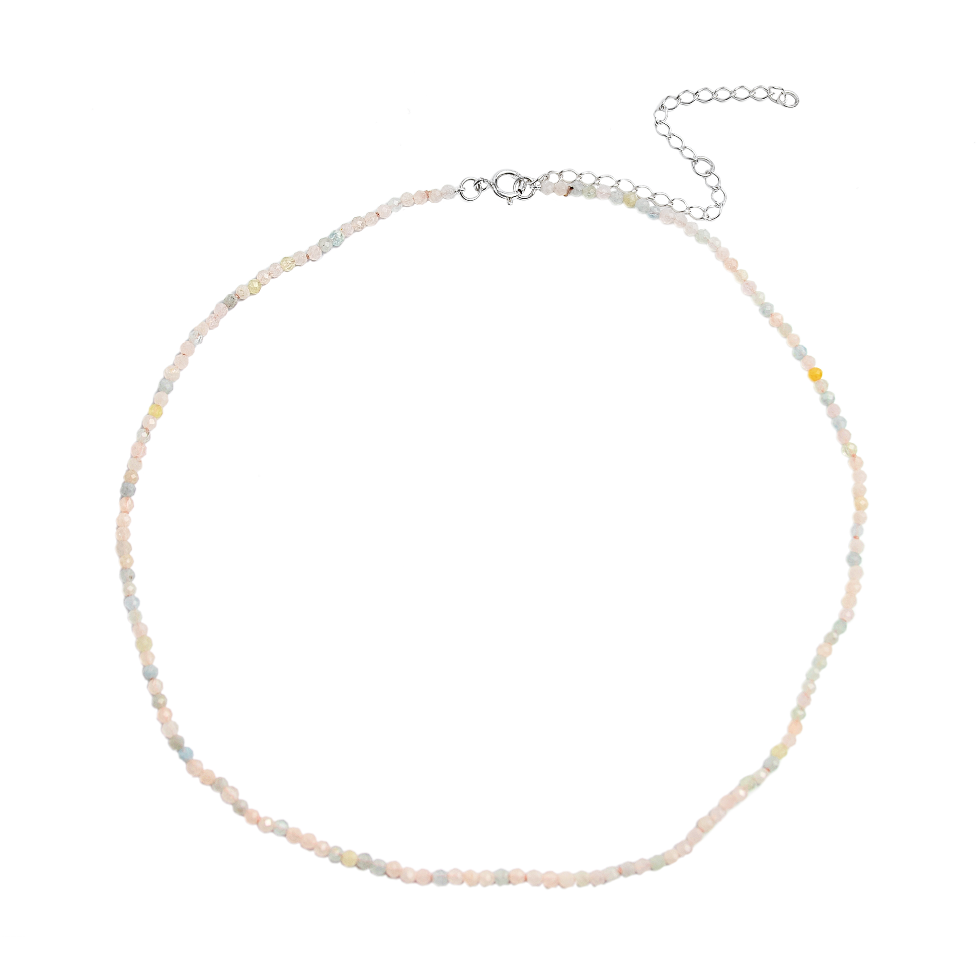 Colar Contas Morganita Prata usekahla.com