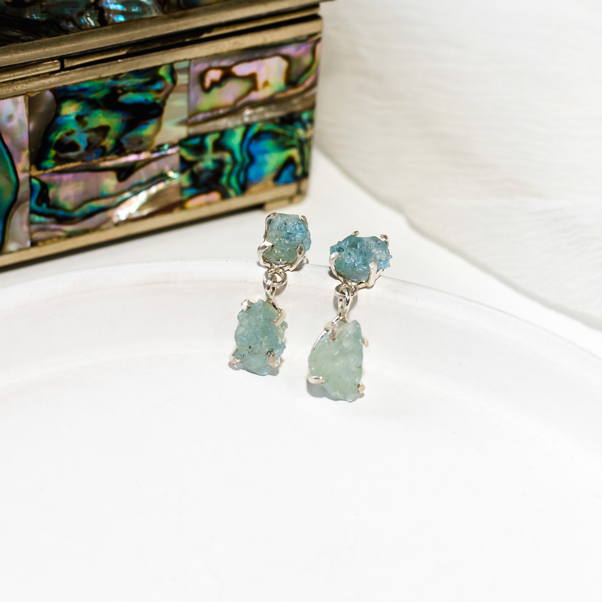 Brinco Acqua Água-Marinha e Prata usekahla.com