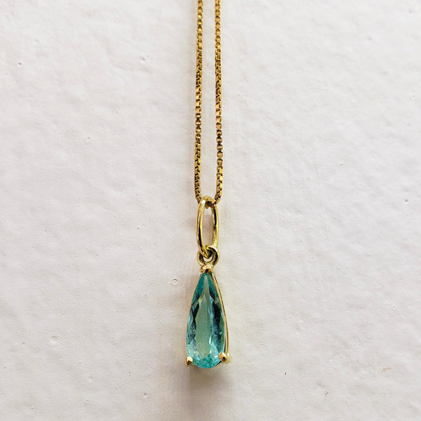 Pingente Solitário Turmalina Paraíba | Ouro Amarelo 18k usekahla.com