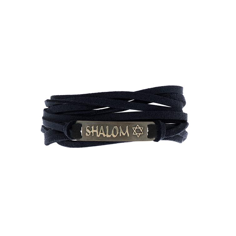 Pulseira Shalom - Palavras Sagradas | Prata 925 e Couro usekahla.com