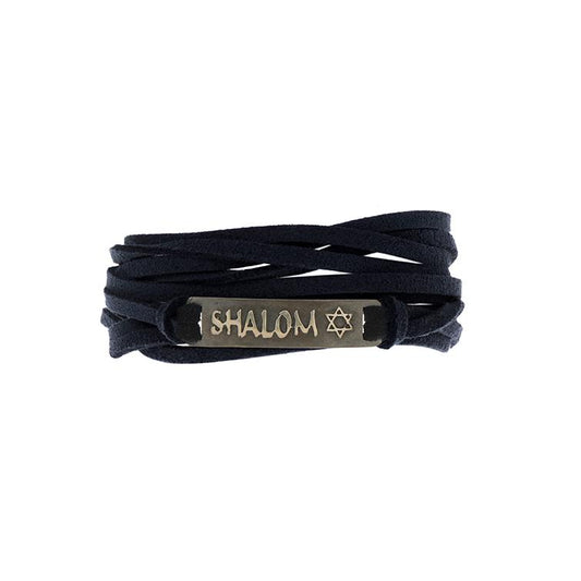 Pulseira Shalom - Palavras Sagradas | Prata 925 e Couro usekahla.com