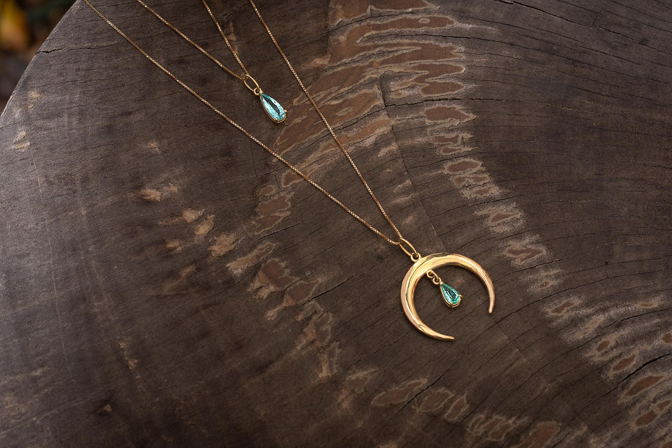 Pingente Solitário Turmalina Paraíba | Ouro Amarelo 18k usekahla.com