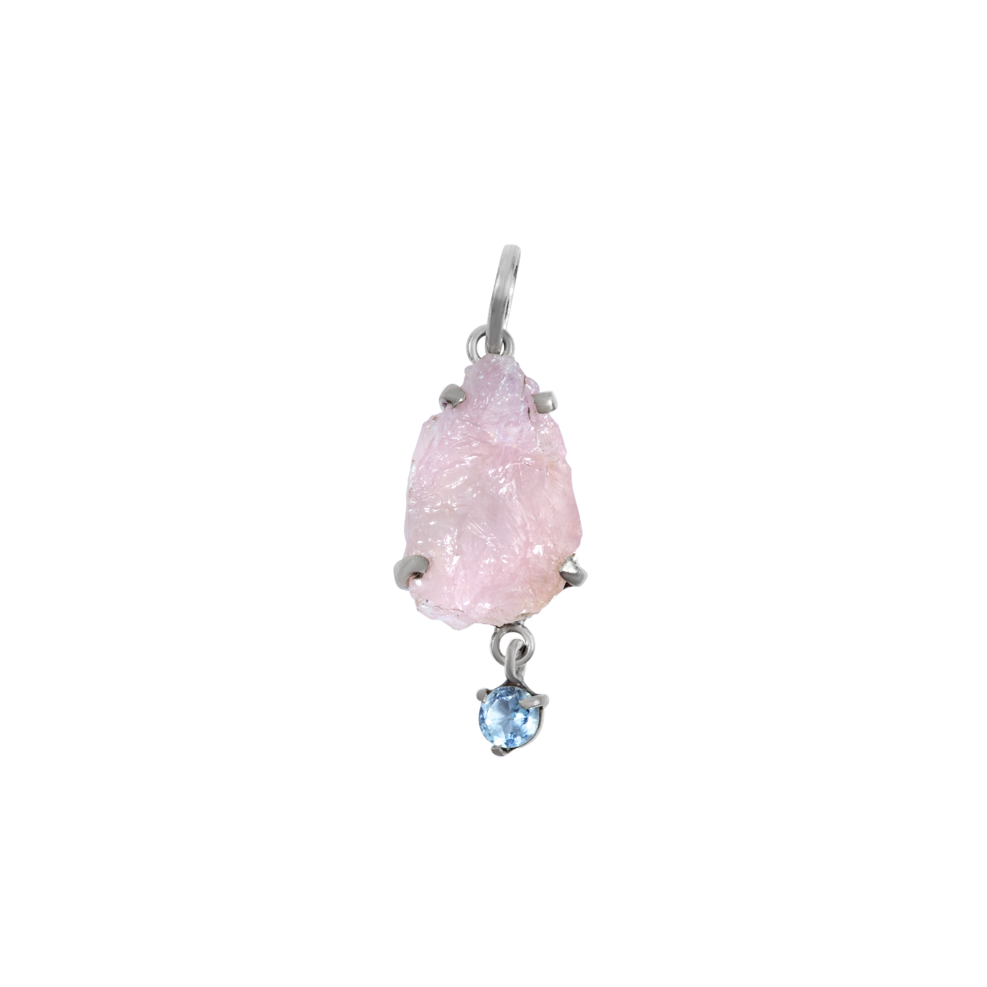 Pingente Purnam Quartzo Rosa, Água-Marinha e Prata usekahla.com